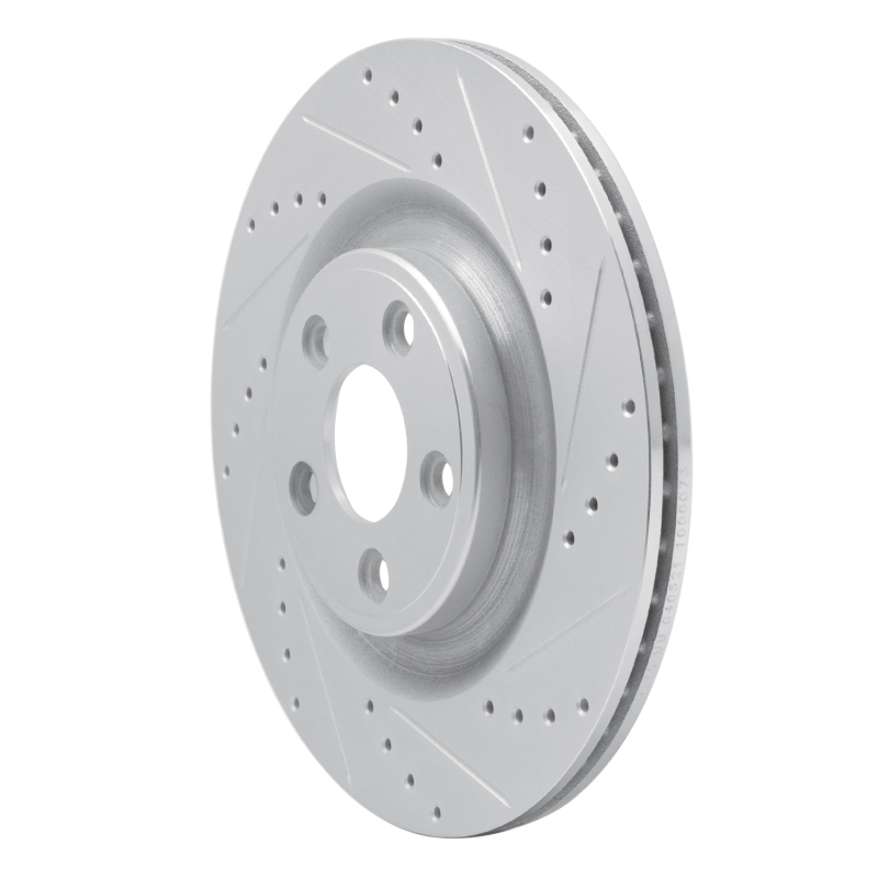 Jaguar XJ Brake Rotor (1) - Rear Right - R1 Concepts - Drilled & Slotted - Silver - `14-`21